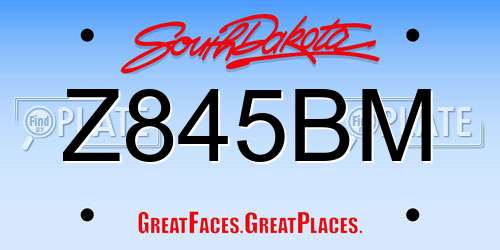 Z845BM South Dakota License Plate