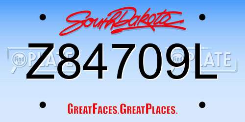 Z84709L South Dakota License Plate