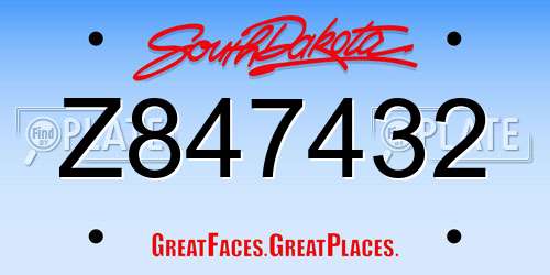 Z847432 South Dakota License Plate