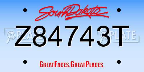 Z84743T South Dakota License Plate