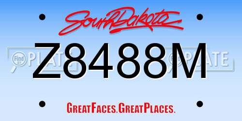 Z8488M South Dakota License Plate