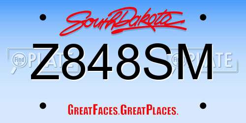 Z848SM South Dakota License Plate