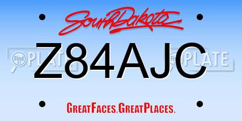 Z84AJC South Dakota License Plate