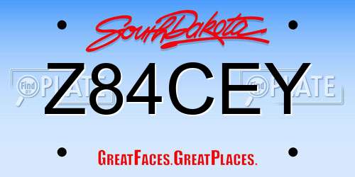 Z84CEY South Dakota License Plate