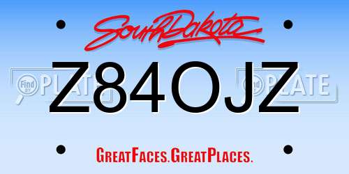 Z84OJZ South Dakota License Plate