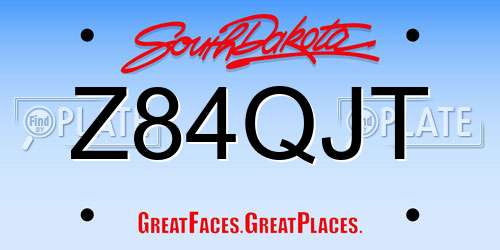Z84QJT South Dakota License Plate