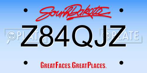 Z84QJZ South Dakota License Plate