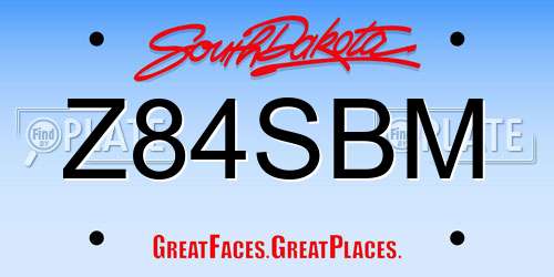 Z84SBM South Dakota License Plate