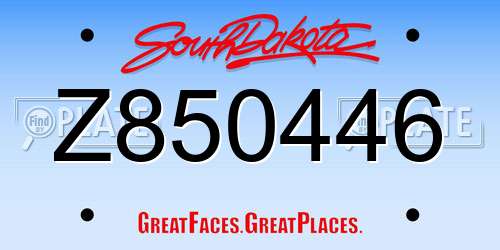 Z850446 South Dakota License Plate