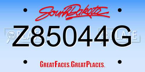 Z85044G South Dakota License Plate