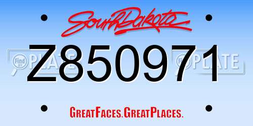 Z850971 South Dakota License Plate