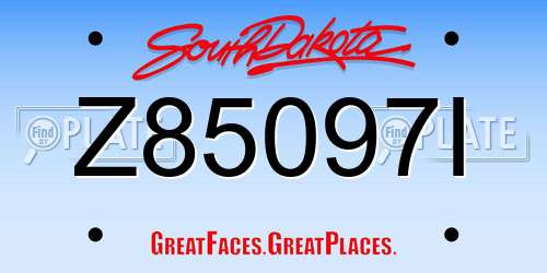 Z85097I South Dakota License Plate