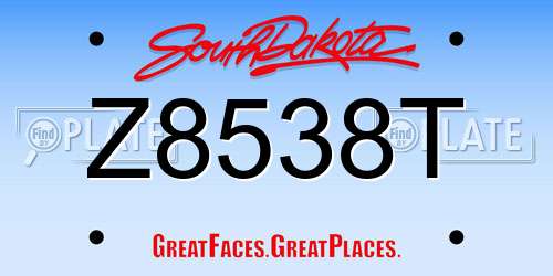 Z8538T South Dakota License Plate