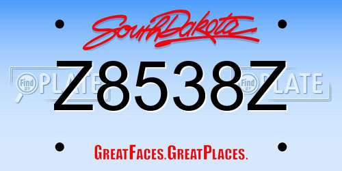 Z8538Z South Dakota License Plate
