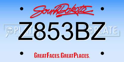 Z853BZ South Dakota License Plate