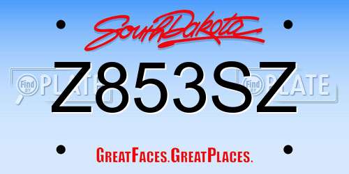 Z853SZ South Dakota License Plate