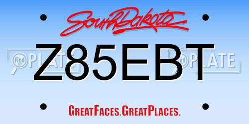 Z85EBT South Dakota License Plate