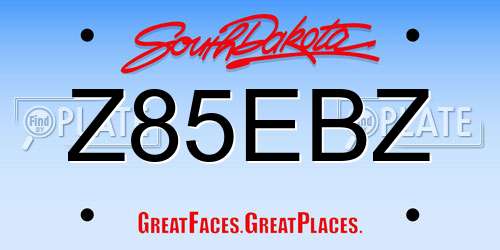 Z85EBZ South Dakota License Plate