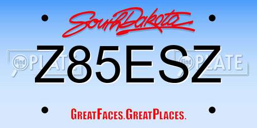 Z85ESZ South Dakota License Plate