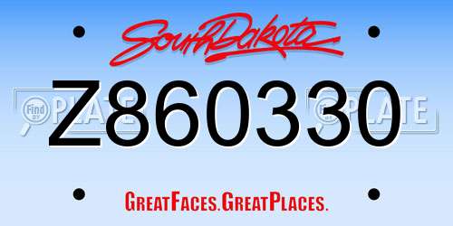 Z860330 South Dakota License Plate