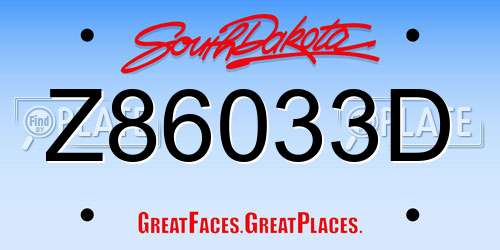 Z86033D South Dakota License Plate