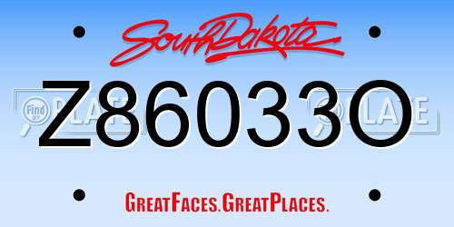 Z86033O South Dakota License Plate