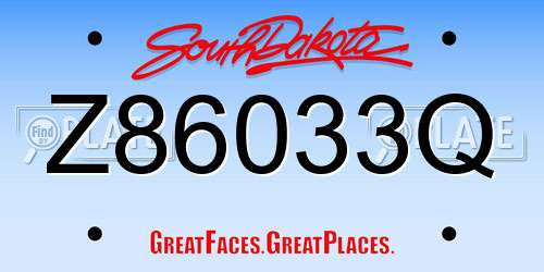 Z86033Q South Dakota License Plate