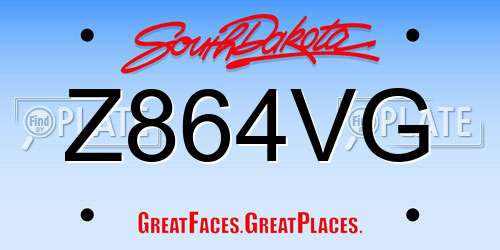 Z864VG South Dakota License Plate