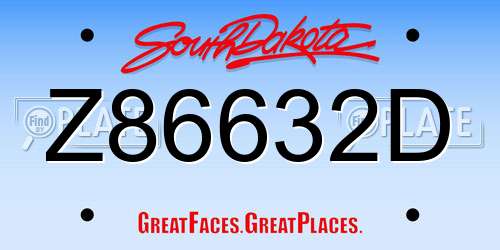 Z86632D South Dakota License Plate