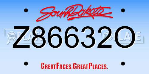 Z86632O South Dakota License Plate