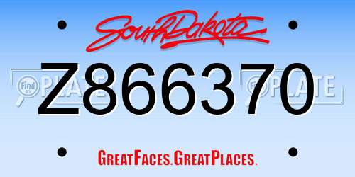 Z866370 South Dakota License Plate