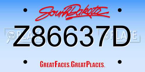 Z86637D South Dakota License Plate