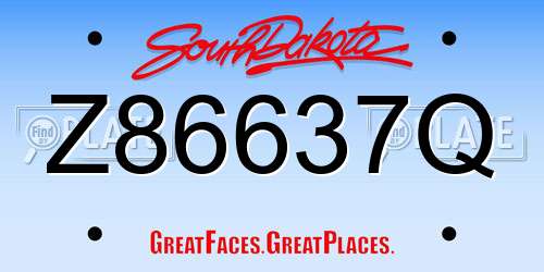 Z86637Q South Dakota License Plate