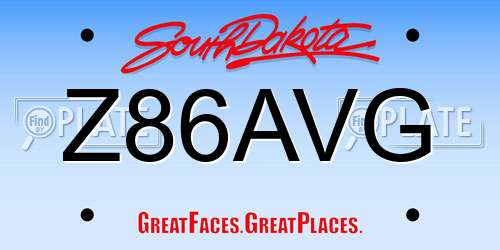 Z86AVG South Dakota License Plate