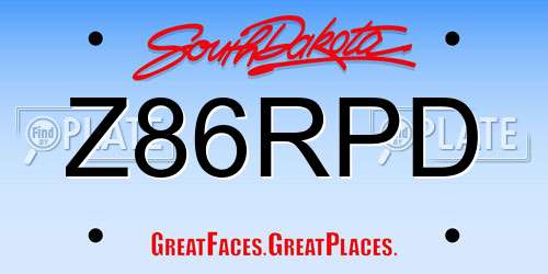 Z86RPD South Dakota License Plate