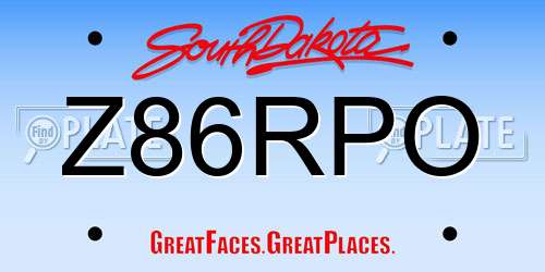 Z86RPO South Dakota License Plate