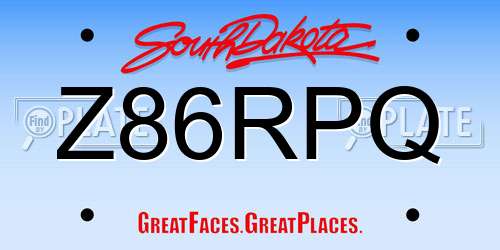 Z86RPQ South Dakota License Plate
