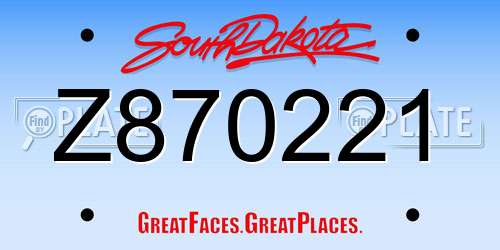 Z870221 South Dakota License Plate