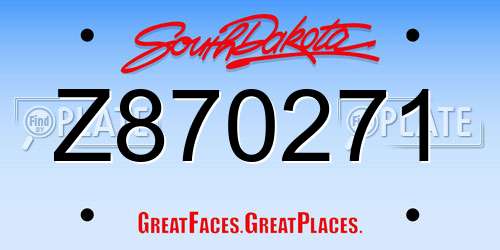 Z870271 South Dakota License Plate
