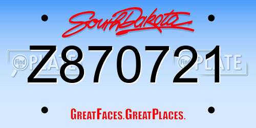 Z870721 South Dakota License Plate