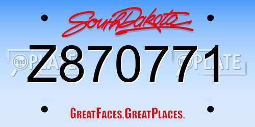 Z870771 South Dakota License Plate