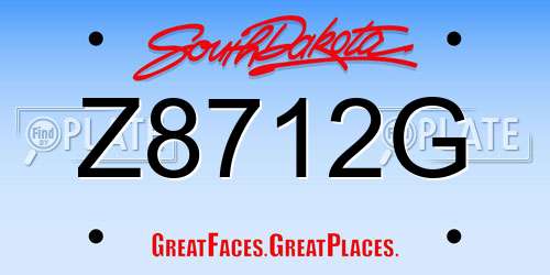 Z8712G South Dakota License Plate