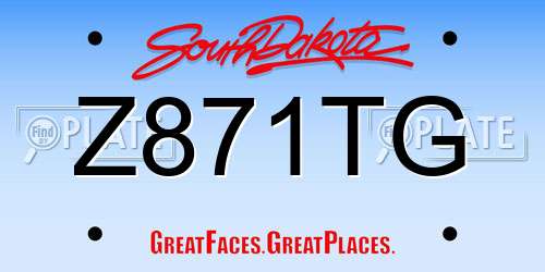 Z871TG South Dakota License Plate