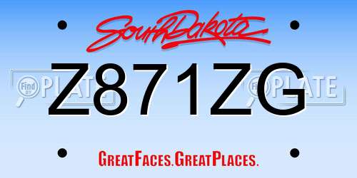 Z871ZG South Dakota License Plate