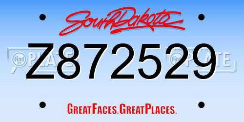 Z872529 South Dakota License Plate