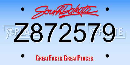 Z872579 South Dakota License Plate