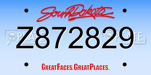 Z872829 South Dakota License Plate