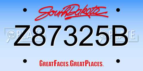 Z87325B South Dakota License Plate