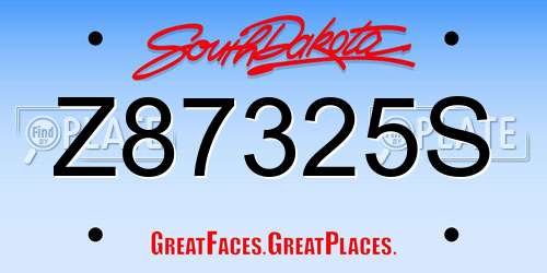 Z87325S South Dakota License Plate