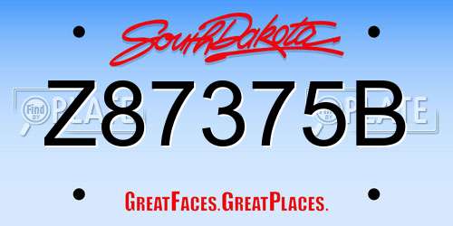 Z87375B South Dakota License Plate